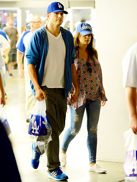 Mila Kunis and Ashton Kutcher Dodgers Game
