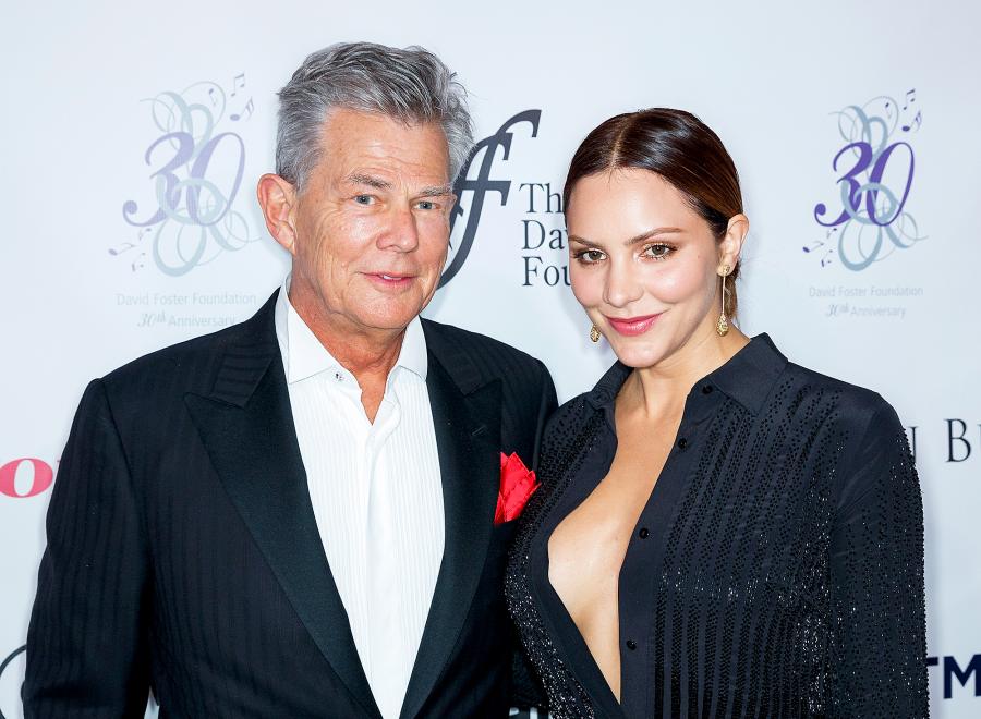 David Foster and Katharine McPhee arrive for the David Foster Foundation Gala at Rogers Arena on October 21, 2017 in Vancouver, Canada.