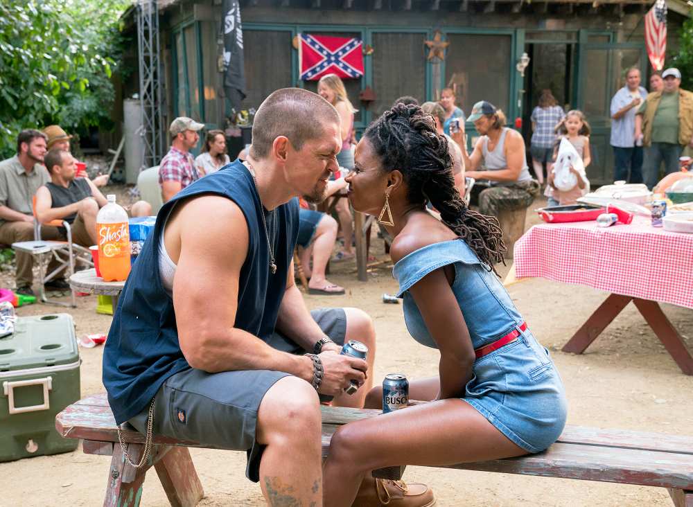 Steve Howey and Shanola Hampton as Kevin Ball and Veronica Fisher in ‘Shameless’