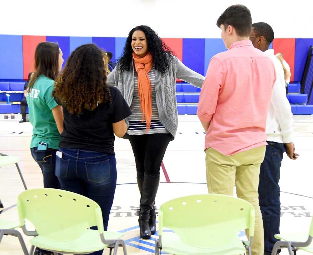 Jordin Sparks celebrating inspiring youth with U.S. Cellular`s The Future of Good program at Madison Square Boys & Girls Club in the Bronx on November 30, 2017.