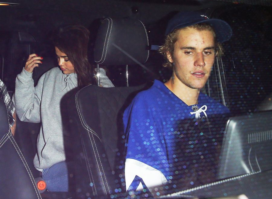 Selena Gomez Justin Bieber church service hockey game