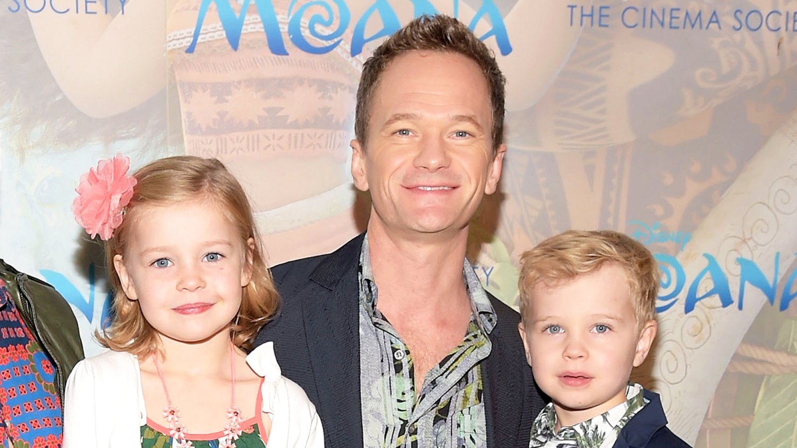 Neil Patrick Harris with daughter Harper and son Gideon attend the 2016 Cinema Society Screening Of "Moana" at Metrograph in New York City.