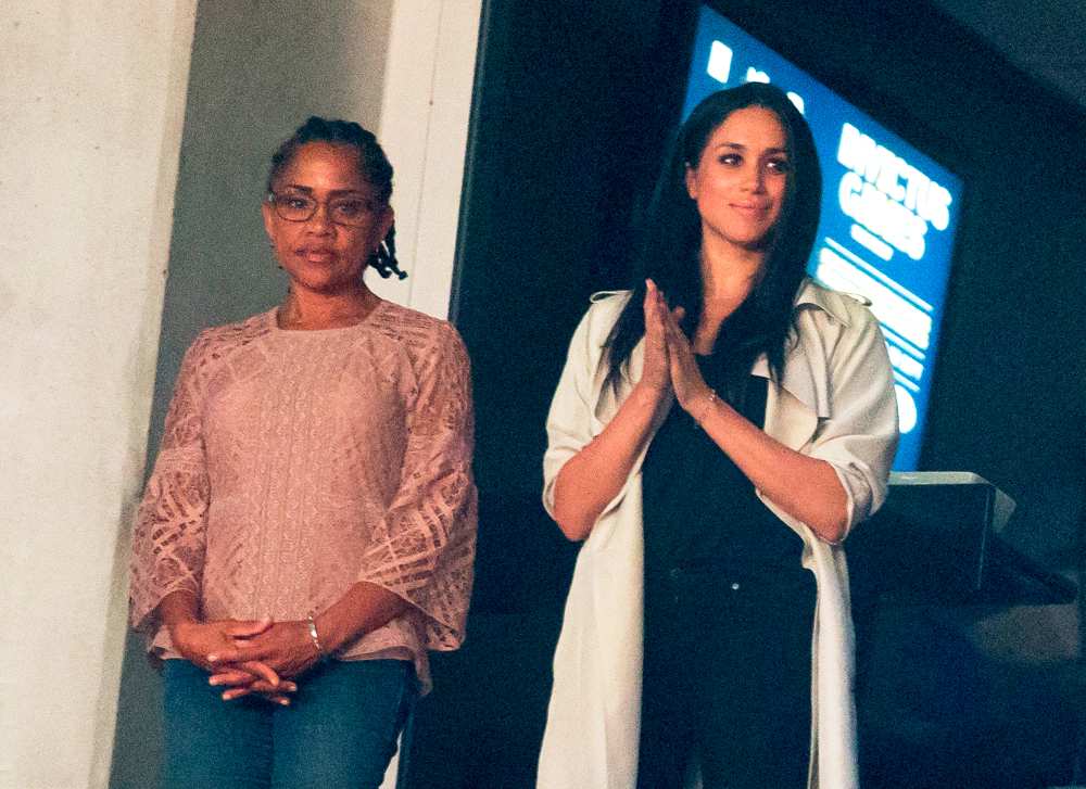 Meghan Markle and her mother Doria Radlan watch the closing ceremonies for the Invictus Games in Toronto, Ontario on September 30, 2017.