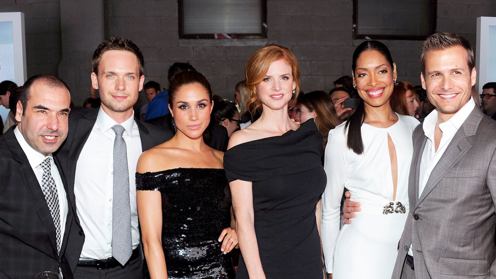 Rick Hoffman, Patrick J. Adams, Meghan Markle, Sarah Rafferty, Gina Torres and Gabriel Macht of Suits attend 2012 USA Network and Mr Porter.com Present "A Suits Story" in New York City.