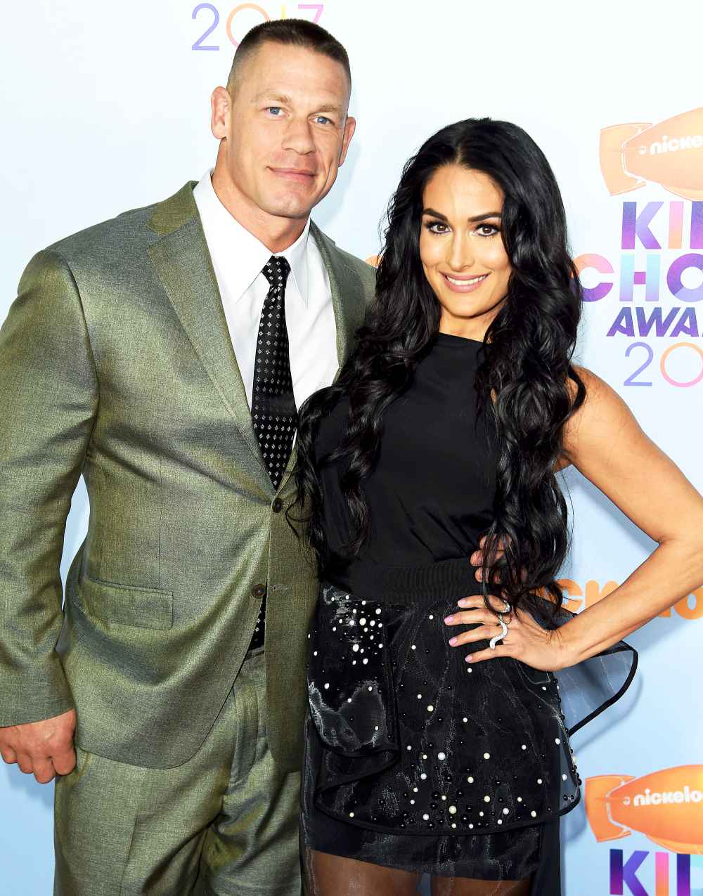 John Cena and Nikki Bella arrive at the Nickelodeon's 2017 Kids' Choice Awards at USC Galen Center on March 11, 2017 in Los Angeles, California.
