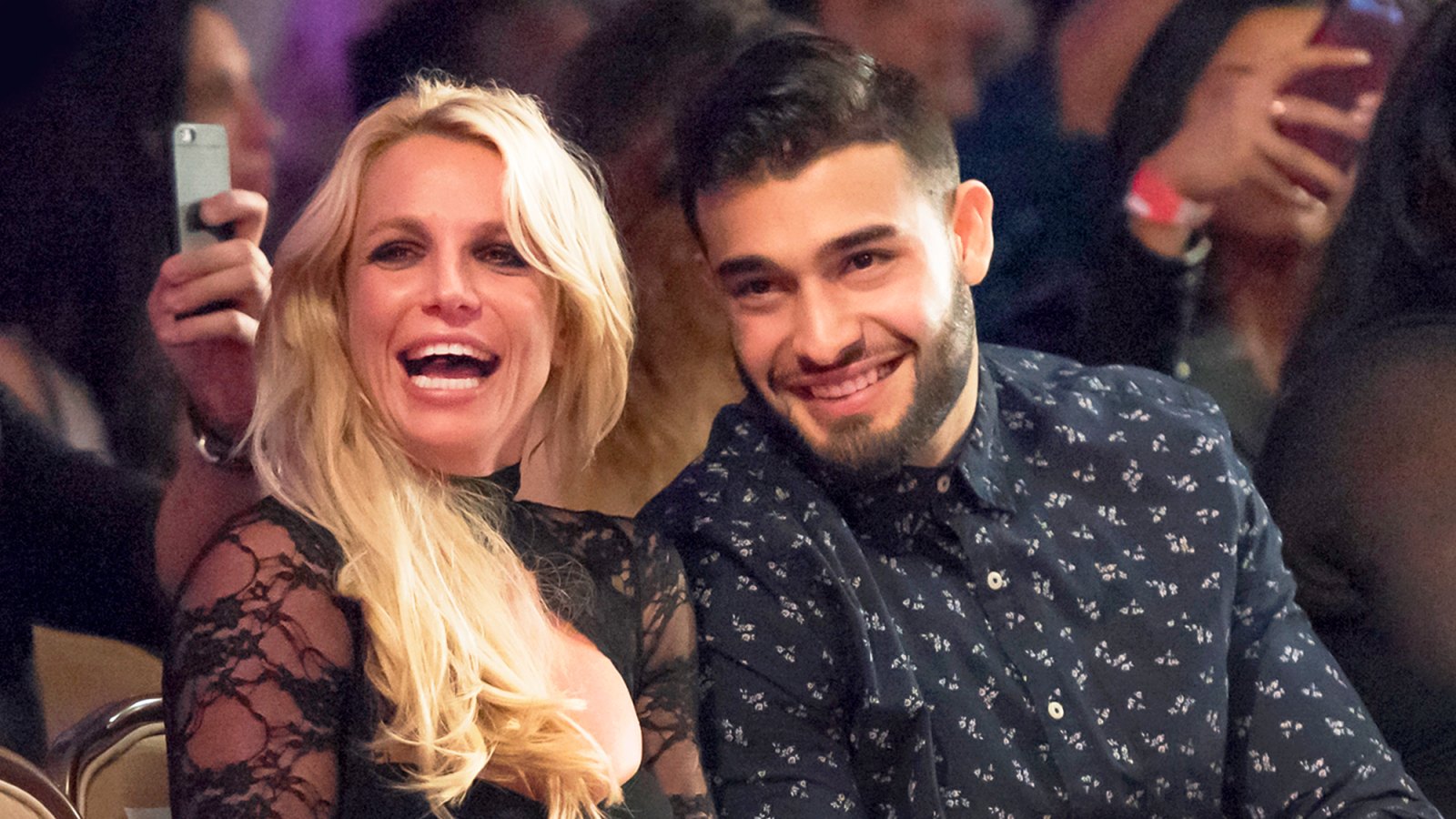 Britney Spears and Sam Asghari attend 2017 Art Hearts Fashion LAFW Fall/Winter at The Beverly Hilton Hotel in Beverly Hills.