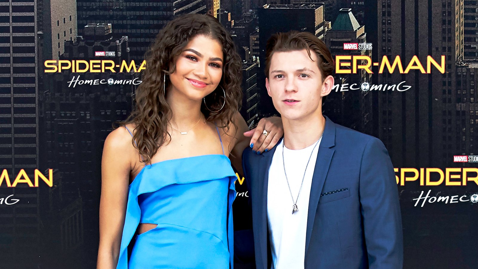 Zendaya and Tom Holland attend 'Spider-Man: Homecoming' 2017 photocall at the Villamagna Hotel in Madrid, Spain.