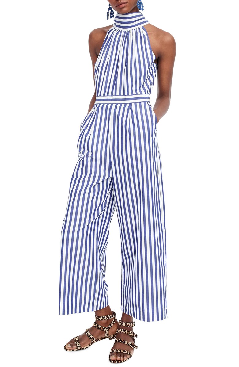 J.Crew Striped Halter Jumpsuit