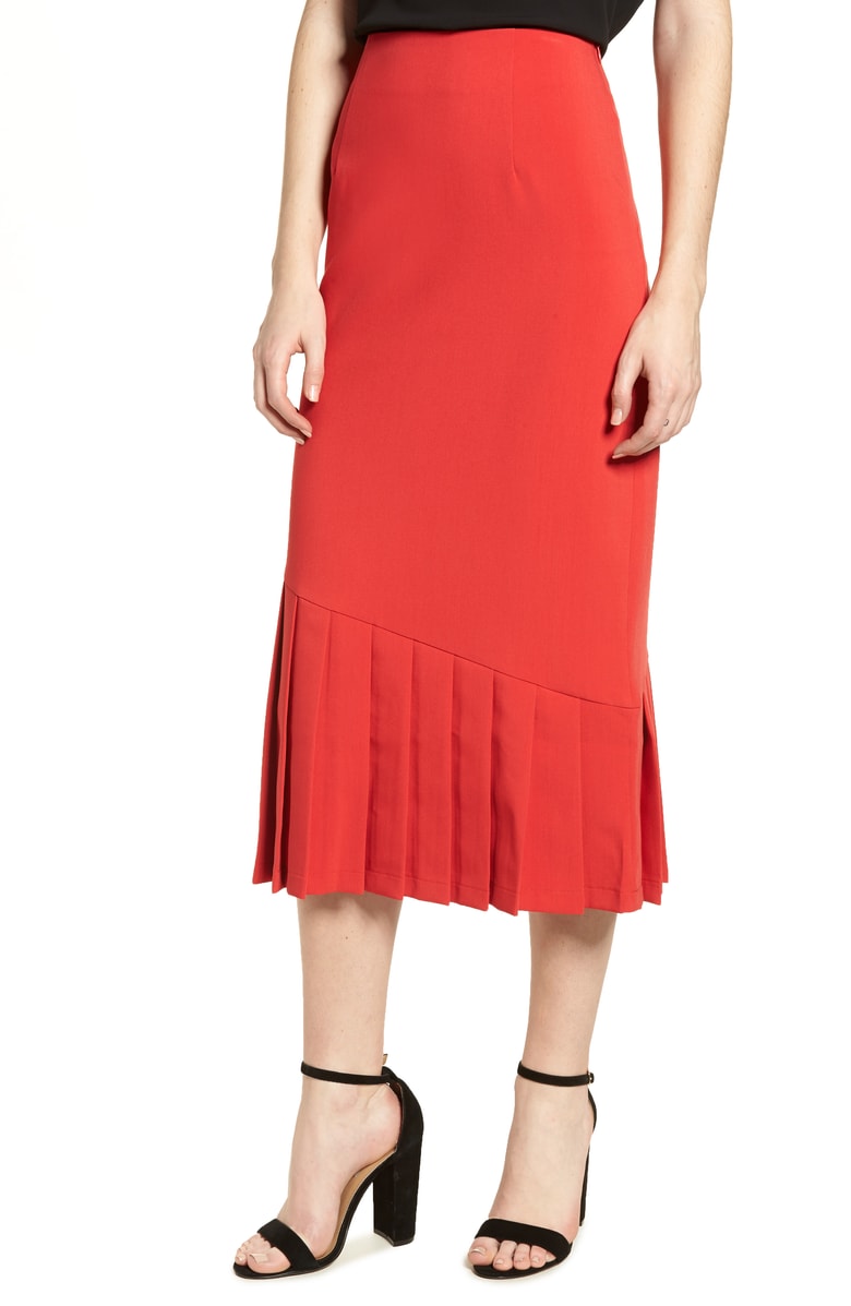 Lost Ink Pleat Detail Pencil Skirt