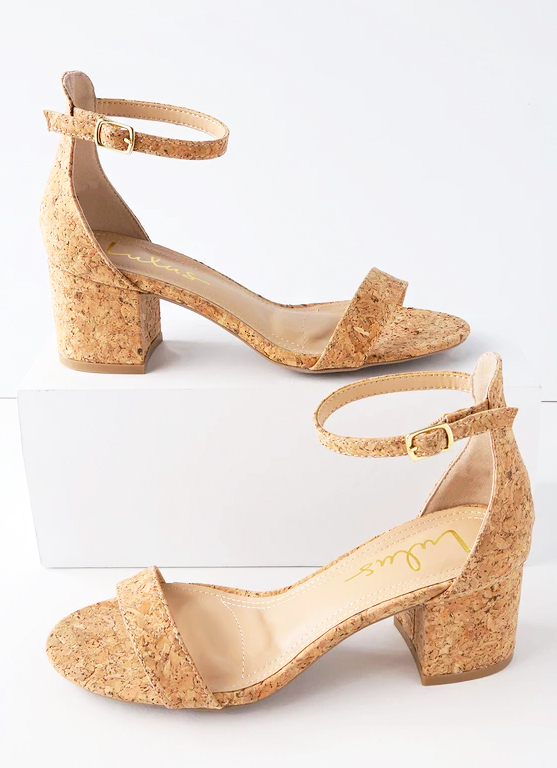 Lulus Harper Cork Ankle Strap Heels