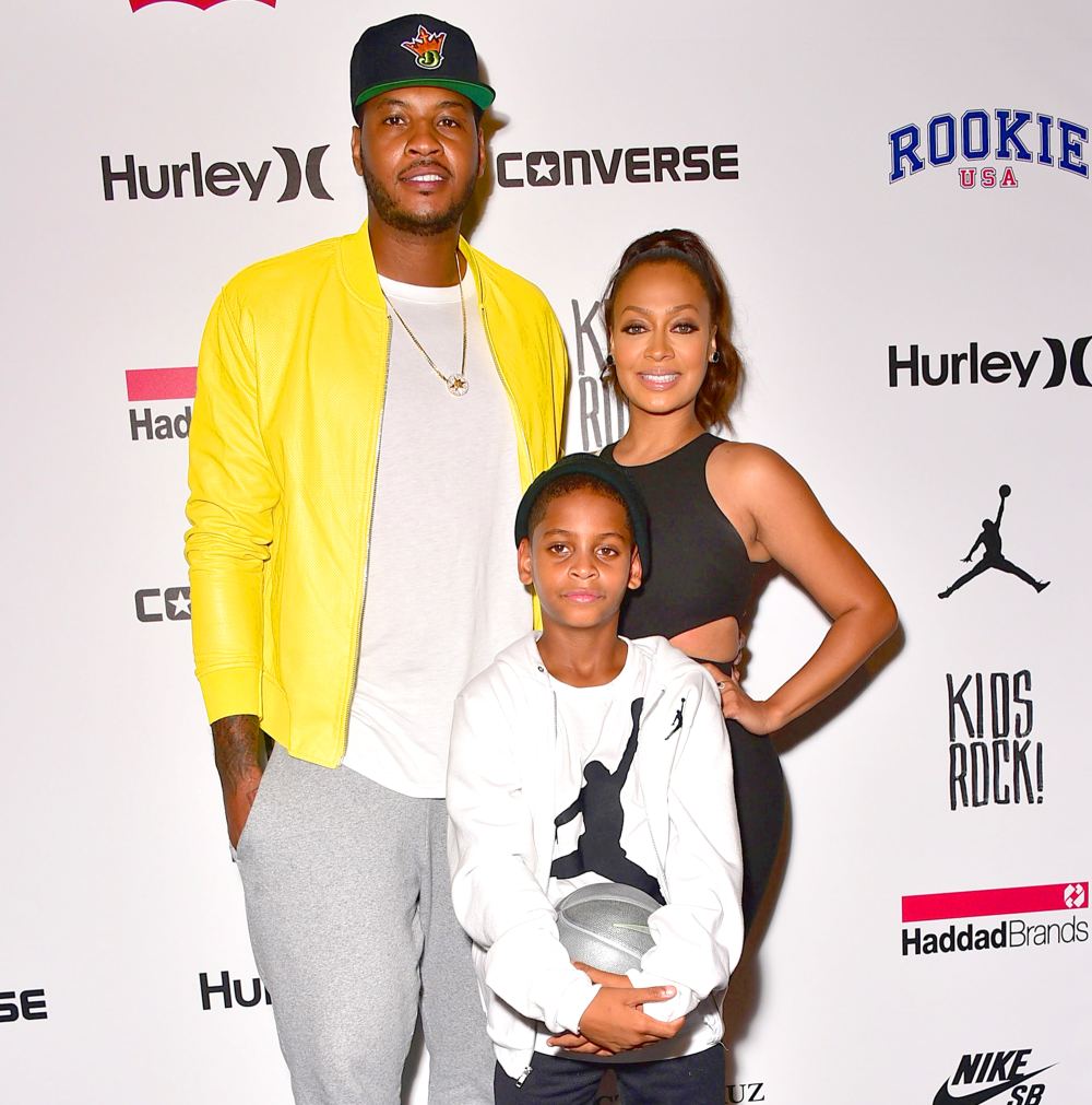 Carmelo Anthony, his wife La La Anthony and son Kiyan Anthony