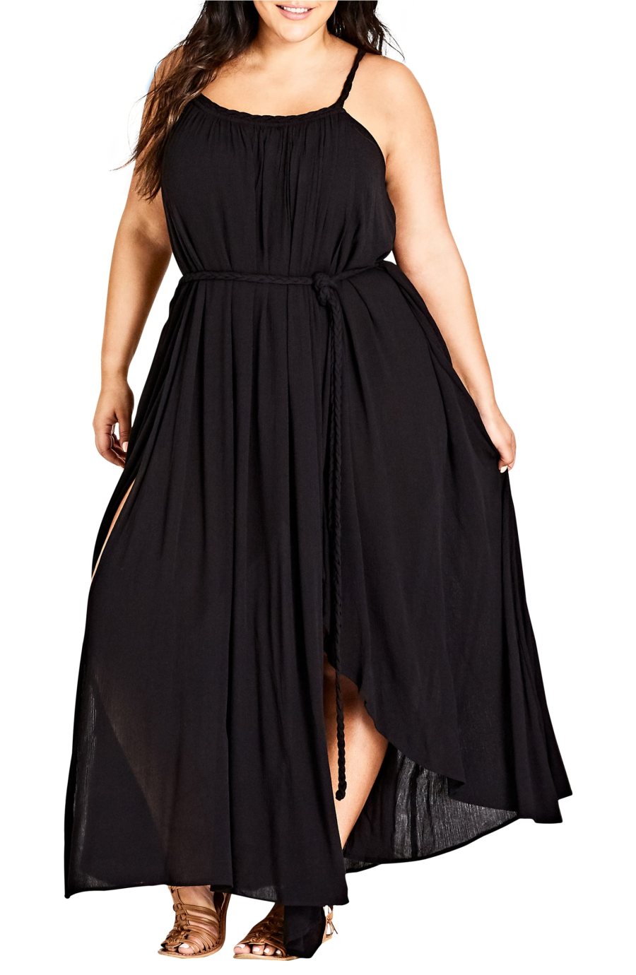 black maxi dress with pockets