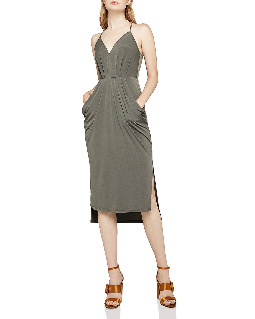 bcbgeneration faux wrap midi dress