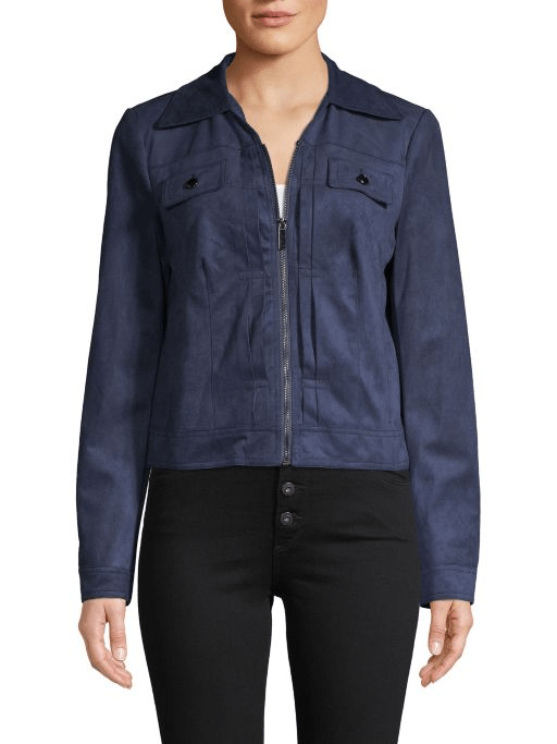 Bagatelle Zip-Up Faux Suede Trucker Jacket