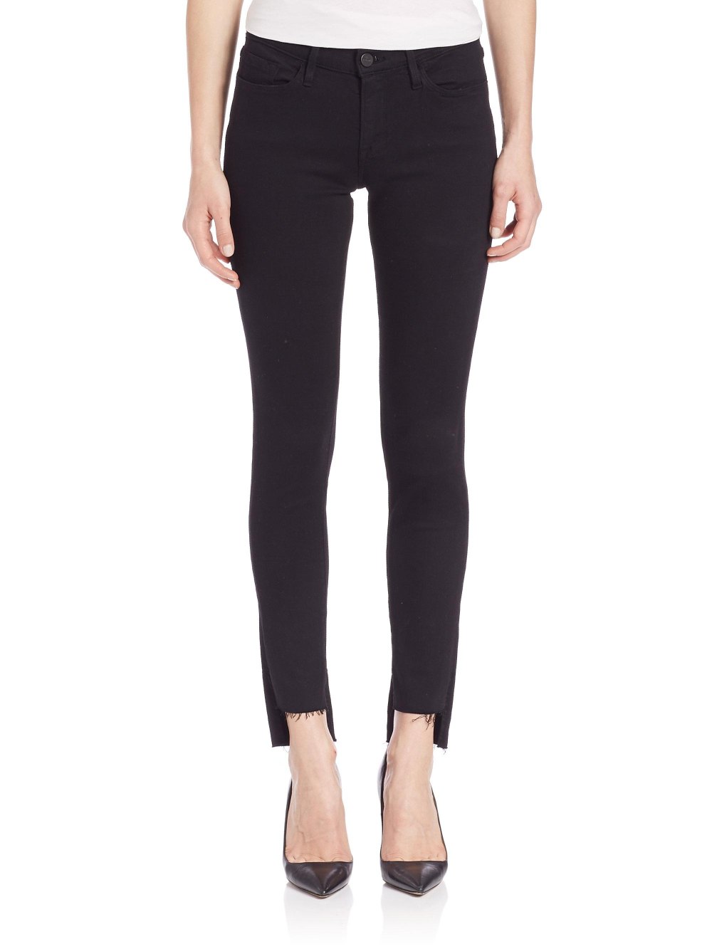 Frame Le Skinny De Jeanne Raw-Edge Step Hem Jeans