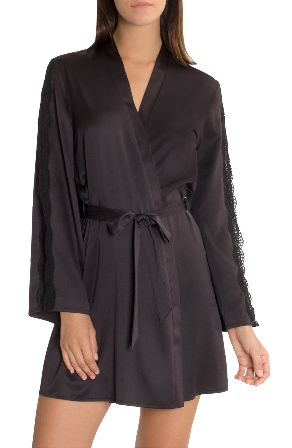 black robe satin lace