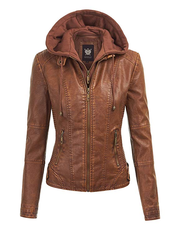 Lock and Love LL Women’s Hooded Faux Leather