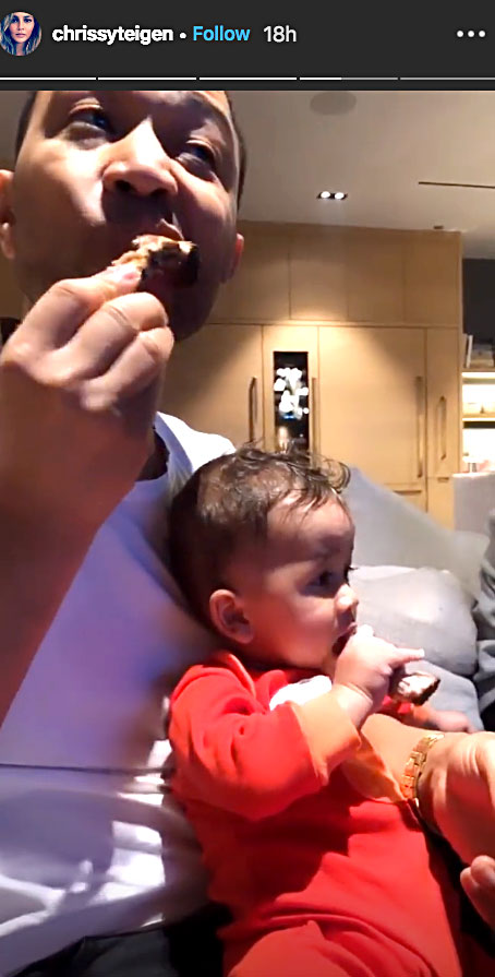 Twins! John Legend and Son Miles Adorably Eat Ribs Together