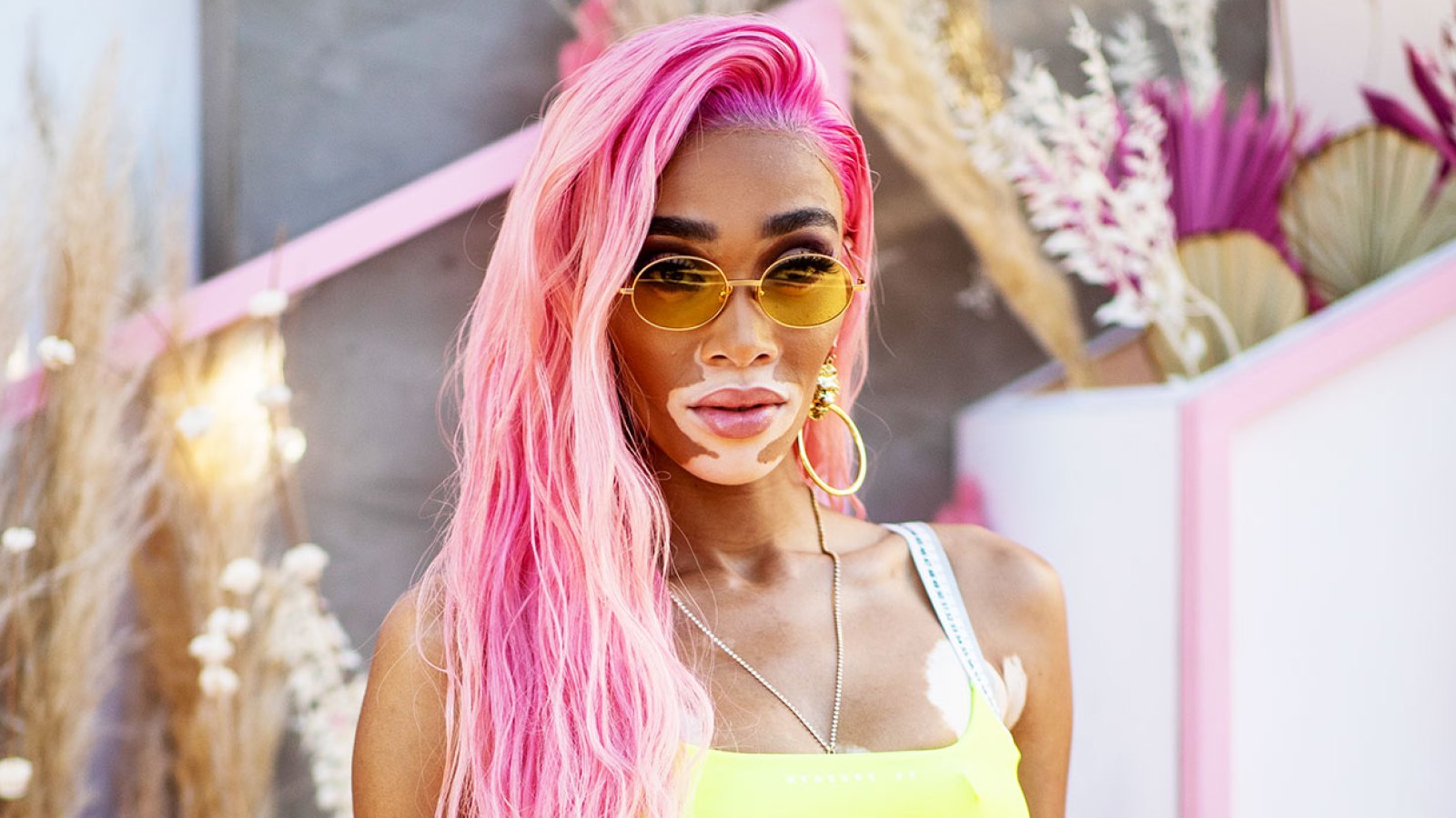 Winnie Harlow Coachella Weekend 2 2019 pink hair