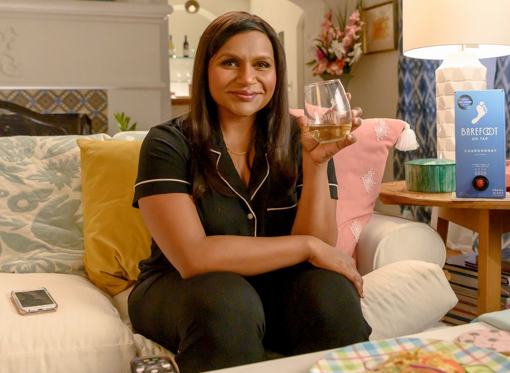 Mindy Kaling-barefoot-wine