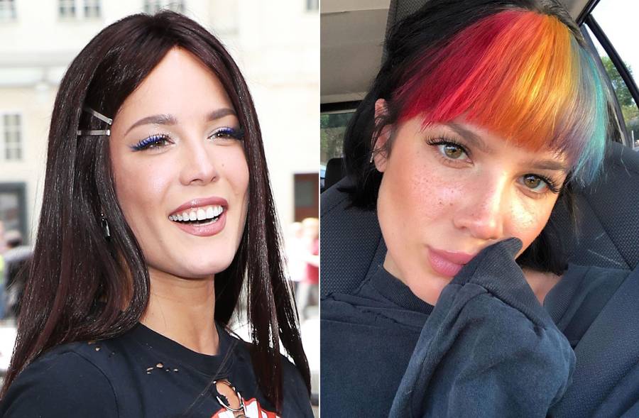 Halsey Hair Change Rainbow Bangs