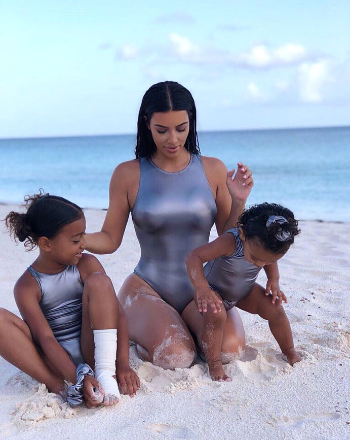 Kim Kardashian Beach With Kids Instagram