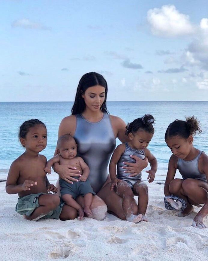 Kim Kardashian Beach With Kids Instagram