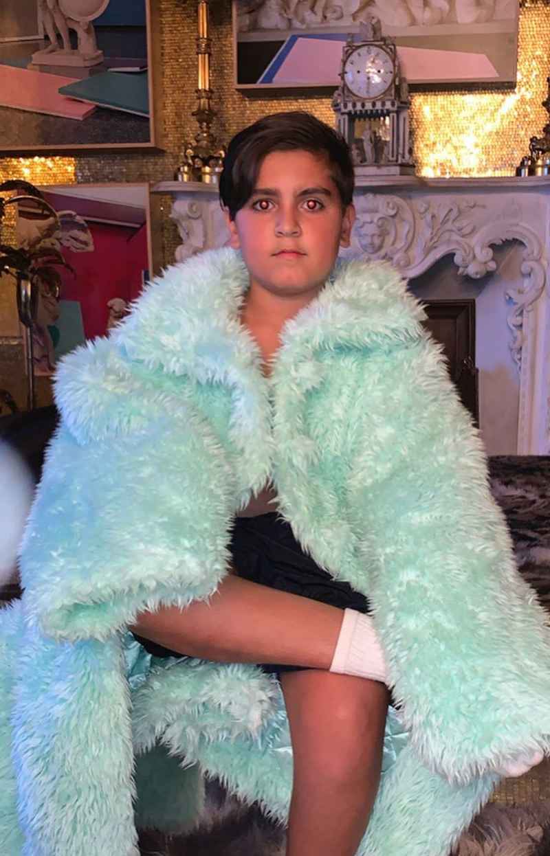 Mason Disick Furry Blue Coat