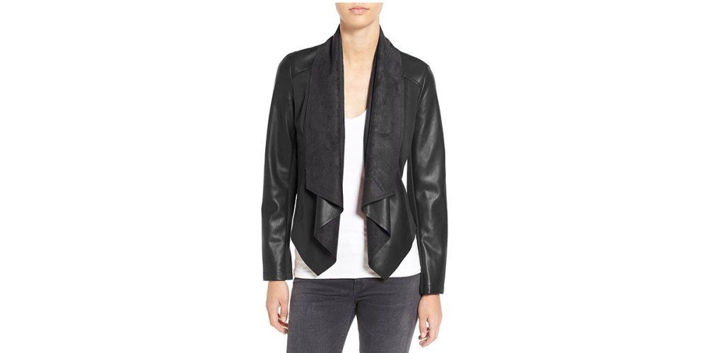 Kut from the Kloth 'Ana' Faux Leather Drape Front Jacket