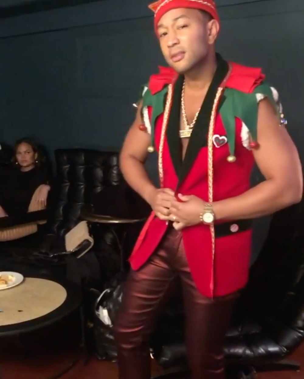 Chrissy Teigen Is Not Here for Husband John Legend’s Sexy Elf Dance Moves