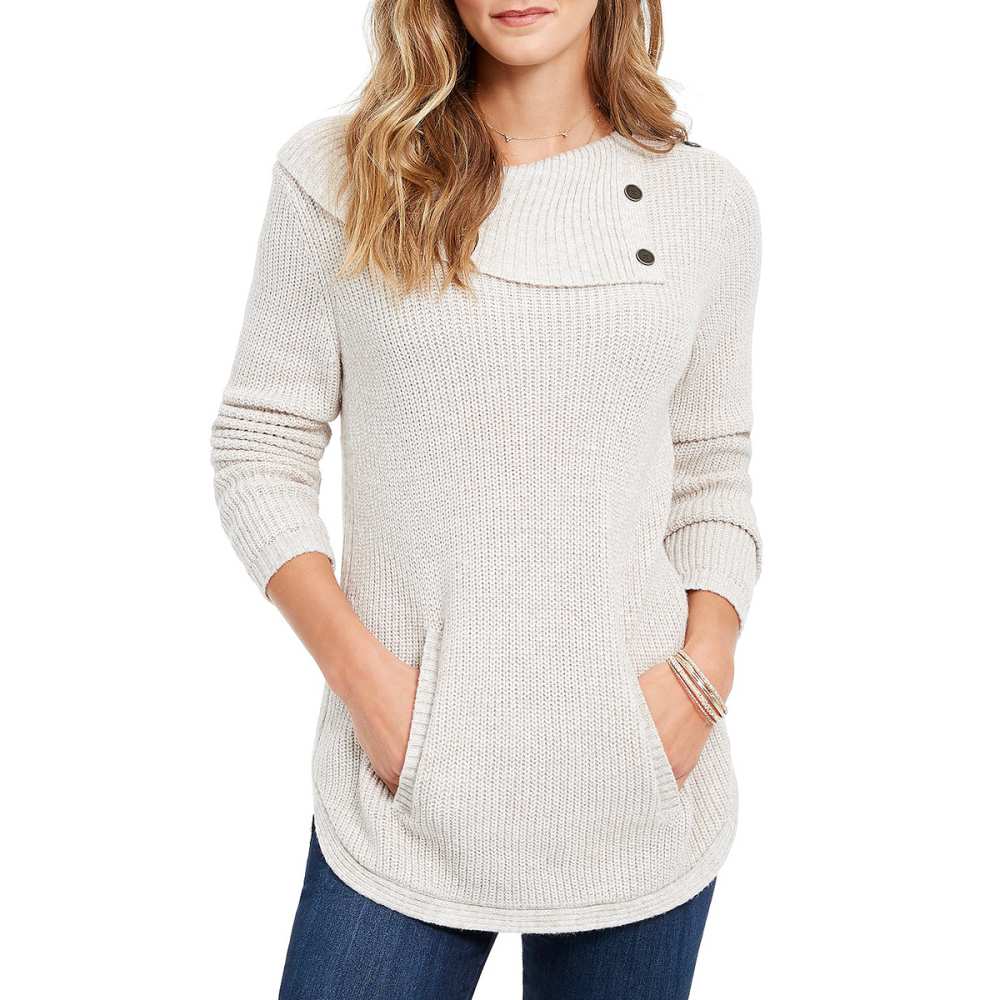 Style & Co Envelope Neck Kangaroo Pocket Knit Sweater