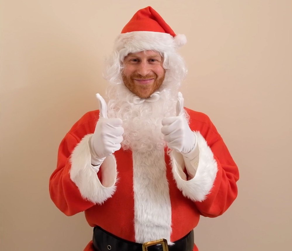 Prince Harry Dressed As Santa Thumbs Up