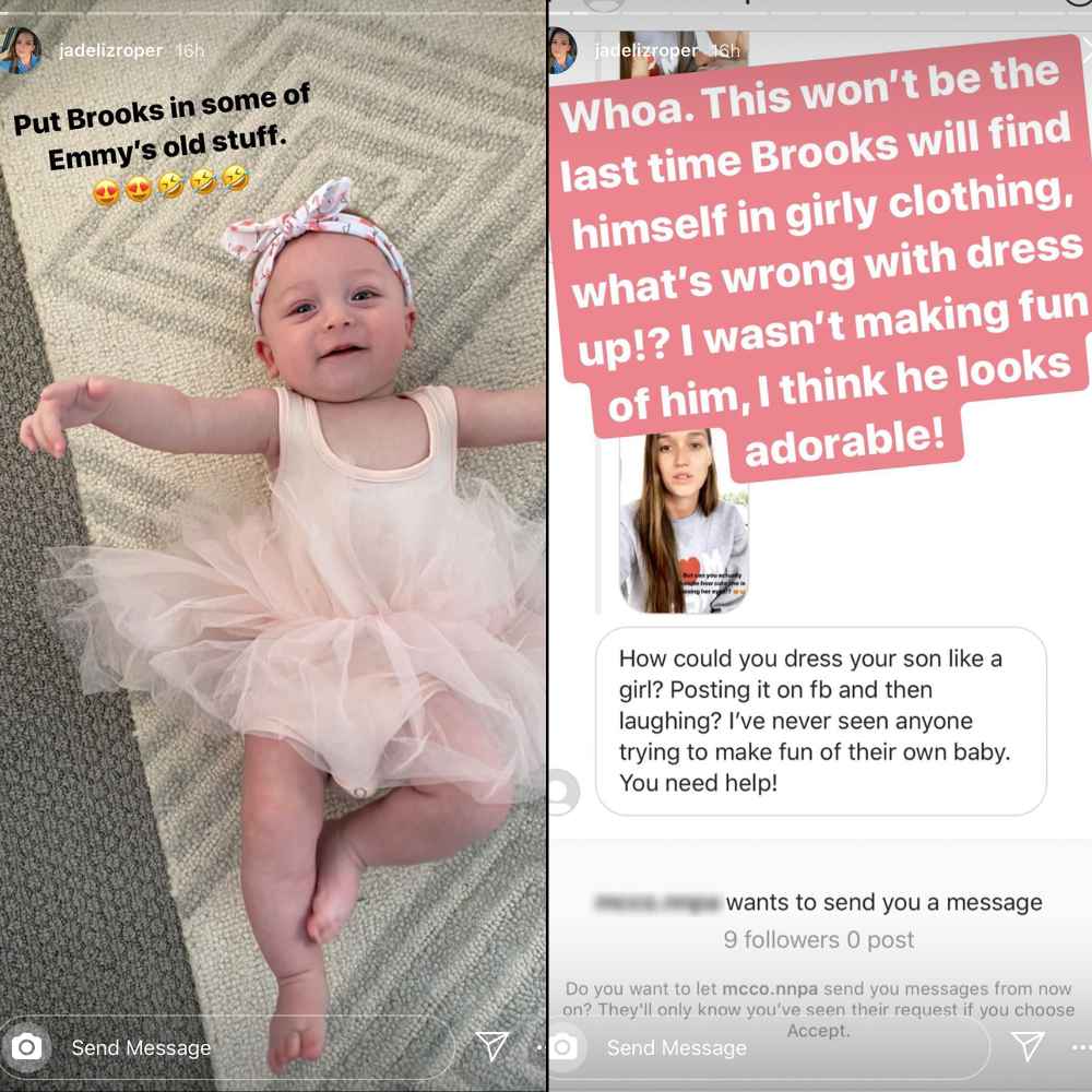 Jade Roper Defends Putting Son Brooks in Daughter Emerson’s Old Dresses
