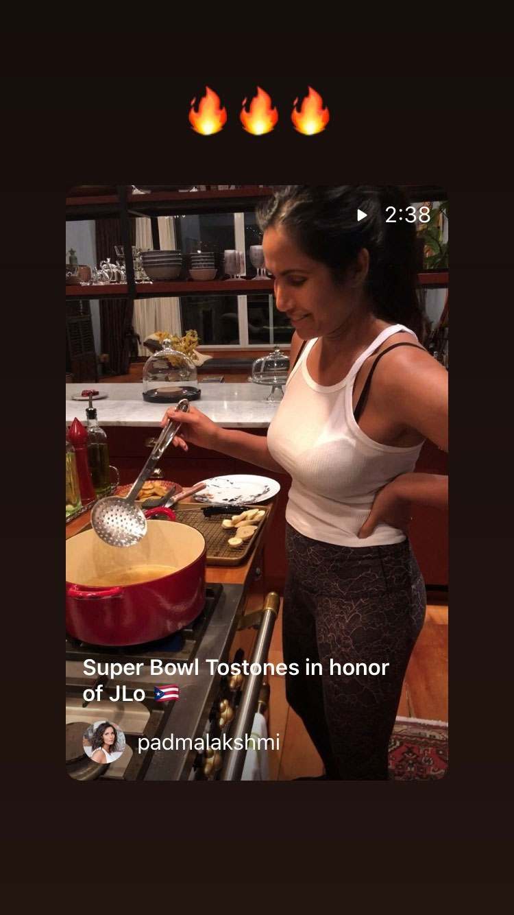 Padma Lakshimi Tostones Stars Share What They Ate on Super Bowl Sunday 2020