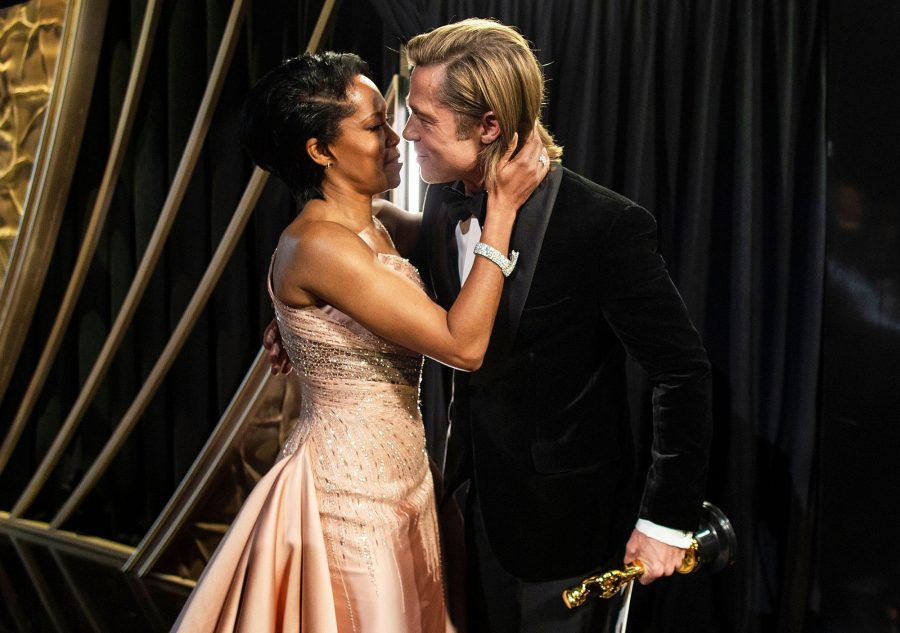 Regina King Congratulating Brad Pitt Backstage What You Didnt See on TV at Oscars 2020