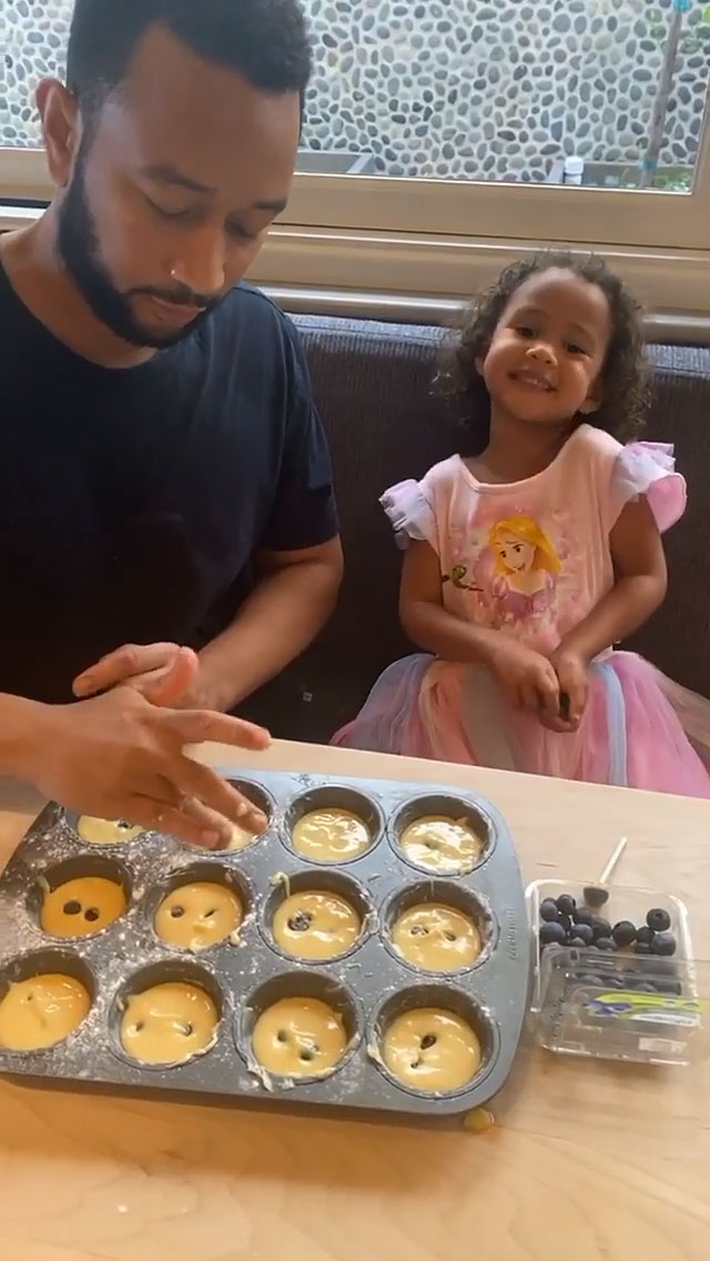 John Legend and Luna Blueberry Cupcakes Instagram Story