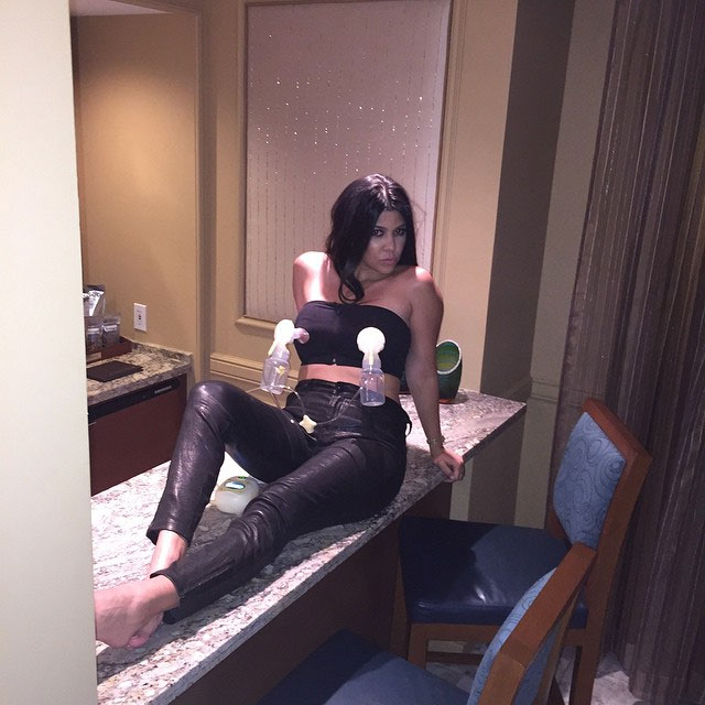 Kourtney Kardashian Instagram Celebrity Moms Pumping Breast Milk