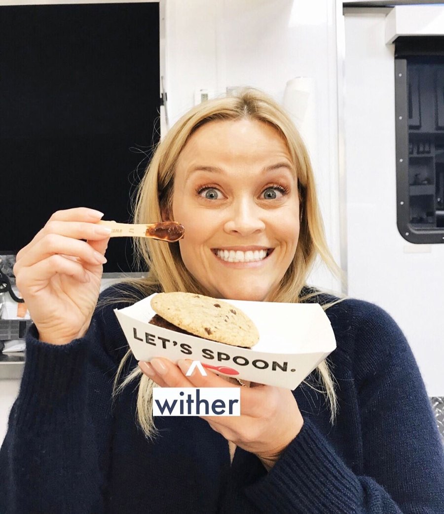 Reese Witherspoon Stars Snacking on Set