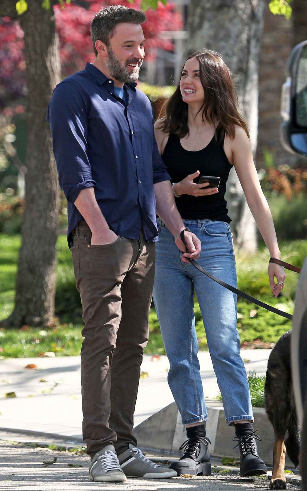 Ben Affleck and Ana de Armas Walking Dogs Smiling