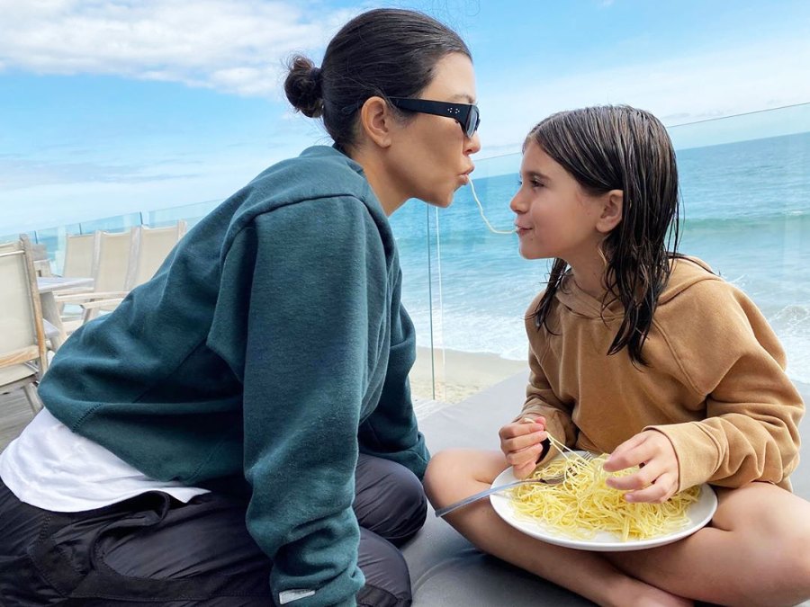 Kourtney Kardashian and Penelope Disick Eating Spaghetti