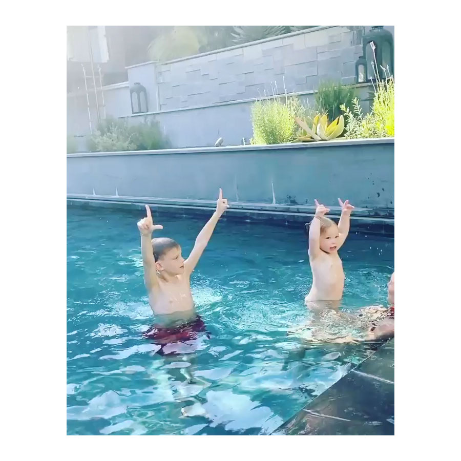 Hilary Duff Instagram Luca Comrie and Banks Bair Celebrity Kids Playing in the Pool in Summer 2020