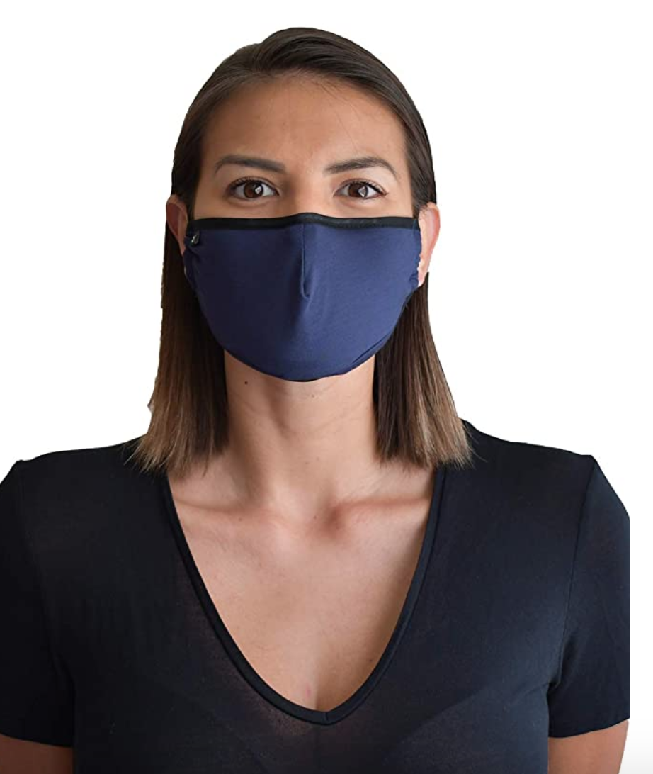 NxTSTOP Apparel TRAVLEISURE Adjustable, Reusable, Washable Bamboo Face Mask (Navy)