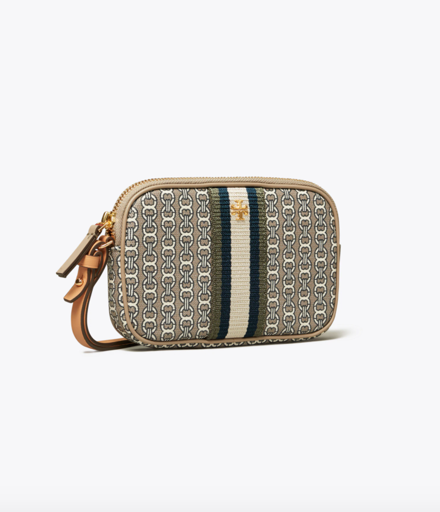 Tory Burch Gemini Link Canvas Wristlet (Gray Heron Gemini Link)