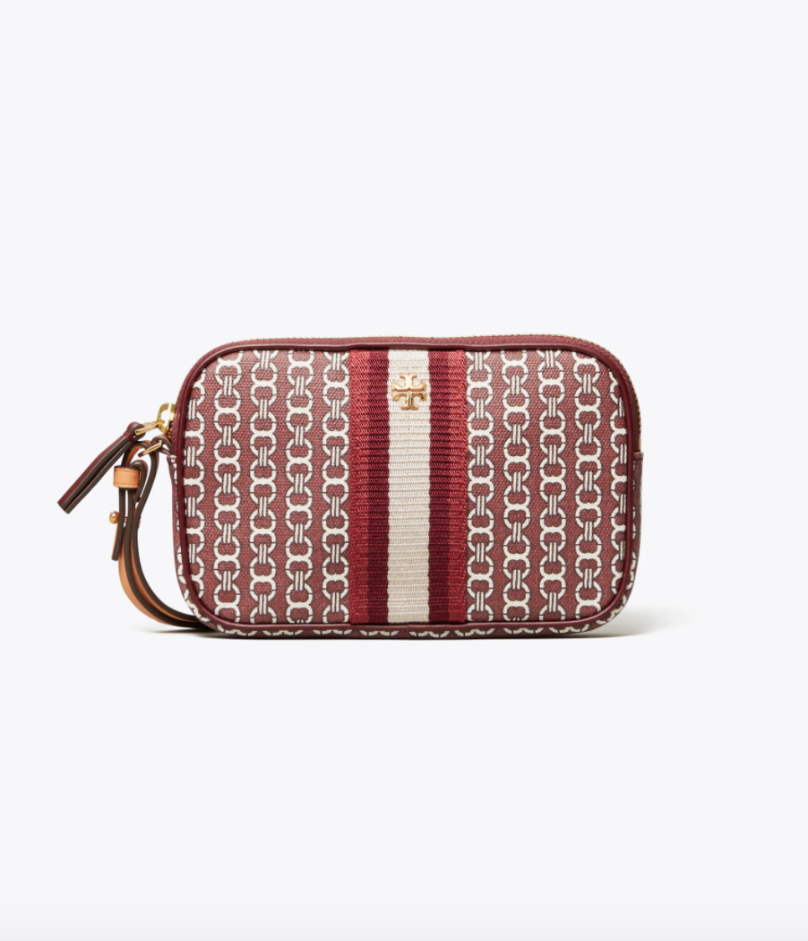 Tory Burch Gemini Link Canvas Wristlet (Royal Burgundy Gemini Link)