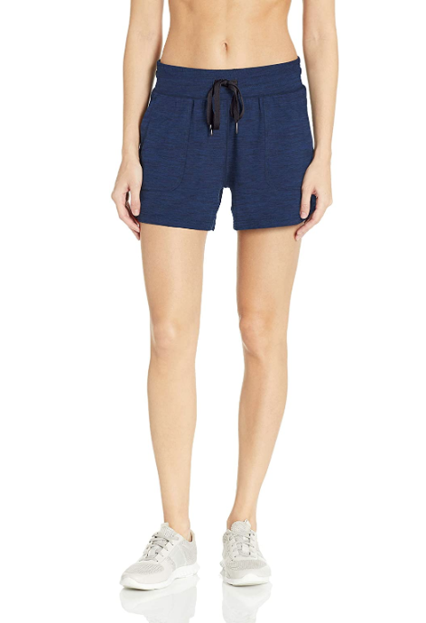 Amazon Essentials Women's Brushed Tech Stretch Short (Navy Space Dye)