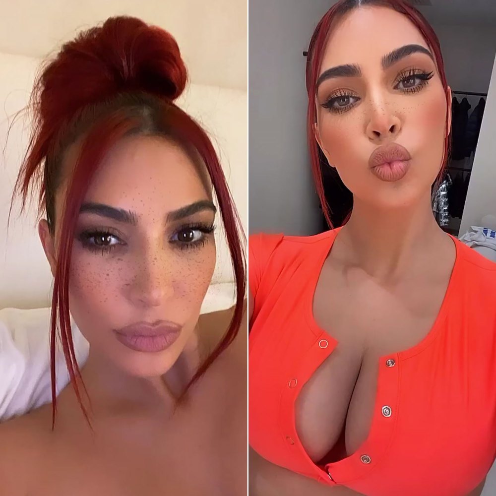 Kim Kardashian Dyes Brown Hair Red Pics