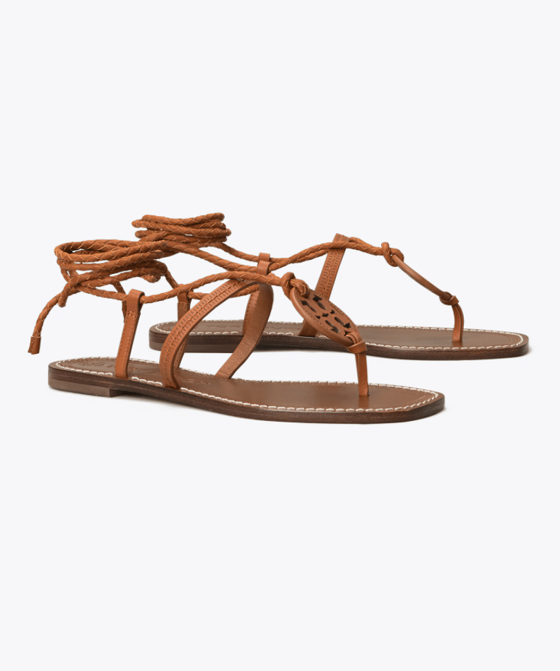 Miller Braided Ankle-Wrap Sandal (Dark Ambra)