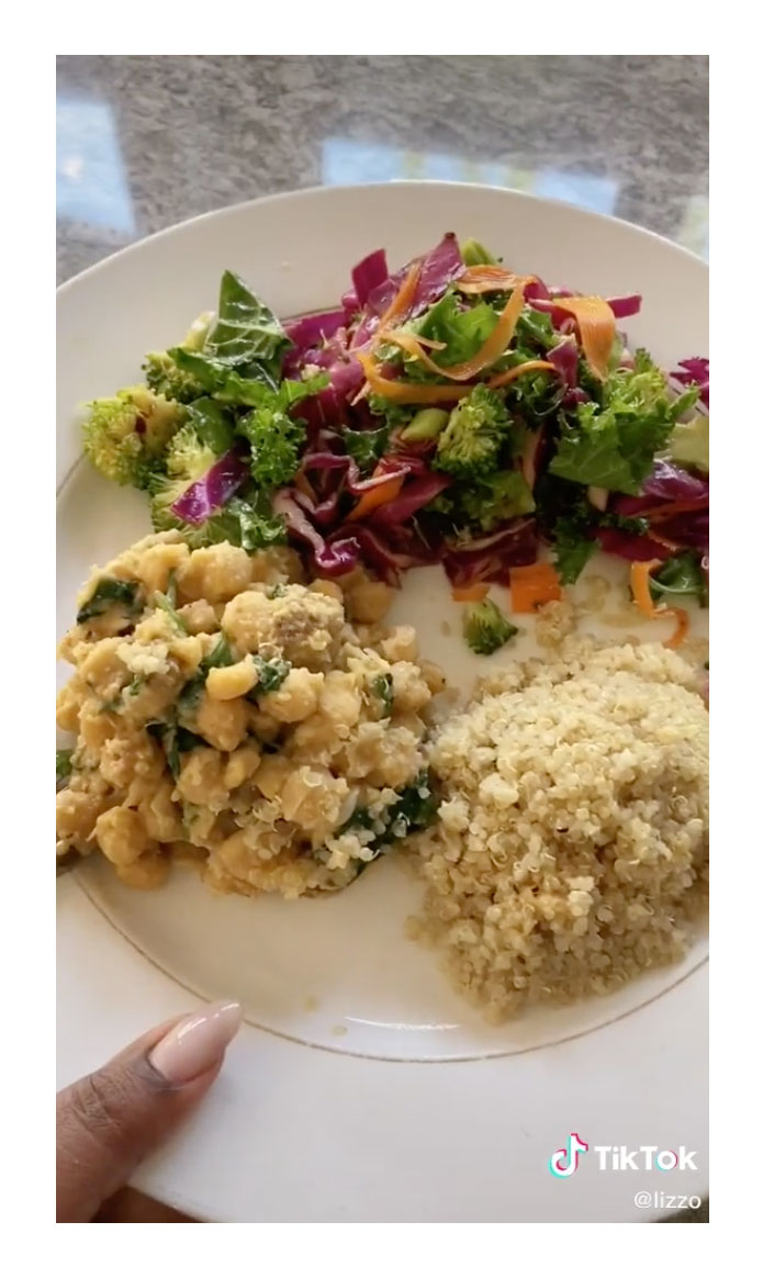 Mushroom Balls, Salad and Quinoa Lizzo Vegan Diet