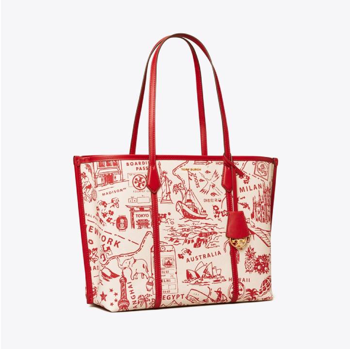 Perry Printed Canvas Triple-Compartment Tote