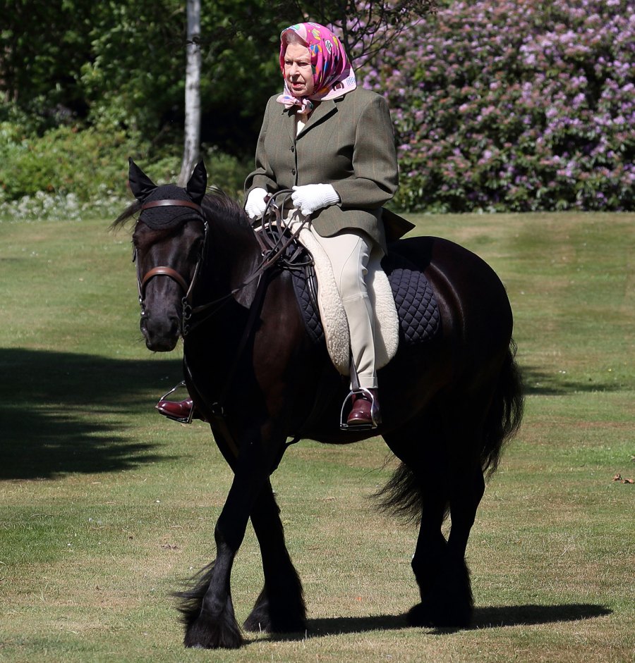 Queen Elizabeth II Goes Horseback Riding Self-Isolating Windsor Castle